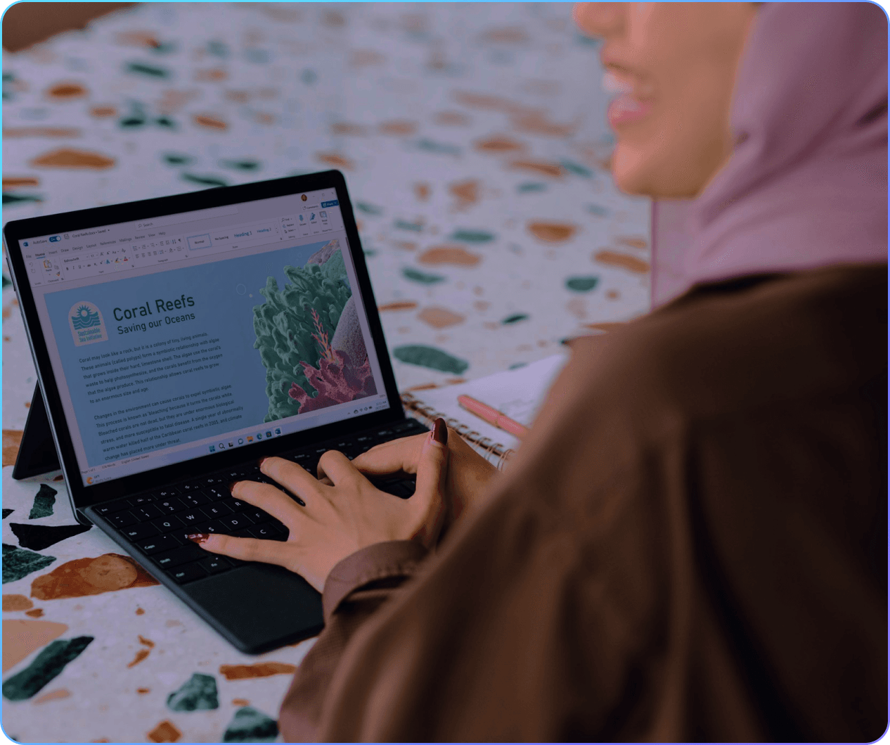 woman working on a laptop